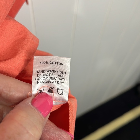 Ces Femme Womens Mini Dress S Tangerine Puff Sleeves Button Down Pockets Collar - Picture 7 of 13